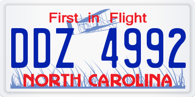 NC license plate DDZ4992