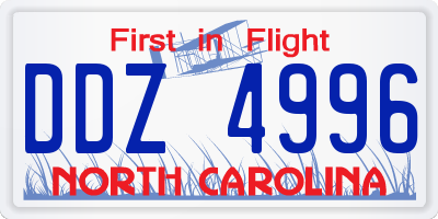 NC license plate DDZ4996
