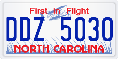 NC license plate DDZ5030