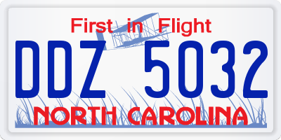 NC license plate DDZ5032
