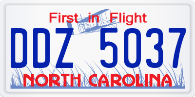 NC license plate DDZ5037