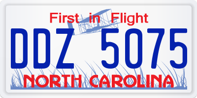 NC license plate DDZ5075