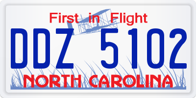 NC license plate DDZ5102