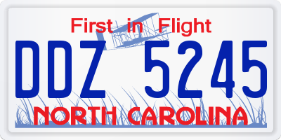 NC license plate DDZ5245