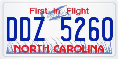 NC license plate DDZ5260