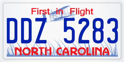 NC license plate DDZ5283
