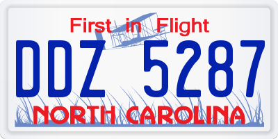 NC license plate DDZ5287