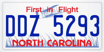 NC license plate DDZ5293