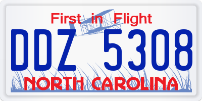 NC license plate DDZ5308