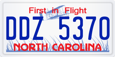 NC license plate DDZ5370