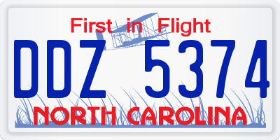 NC license plate DDZ5374