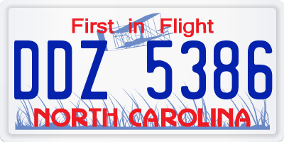 NC license plate DDZ5386
