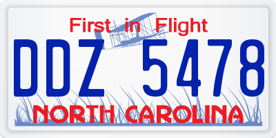 NC license plate DDZ5478