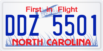 NC license plate DDZ5501