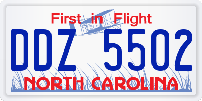 NC license plate DDZ5502