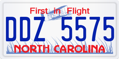 NC license plate DDZ5575