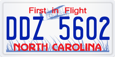 NC license plate DDZ5602