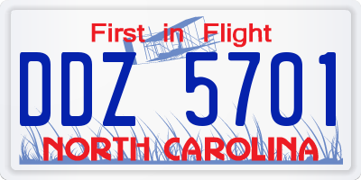 NC license plate DDZ5701