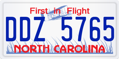 NC license plate DDZ5765
