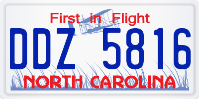 NC license plate DDZ5816