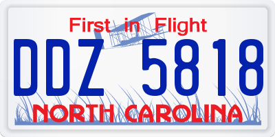 NC license plate DDZ5818