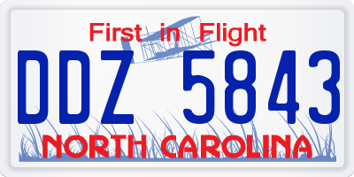 NC license plate DDZ5843