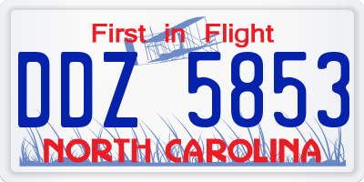 NC license plate DDZ5853