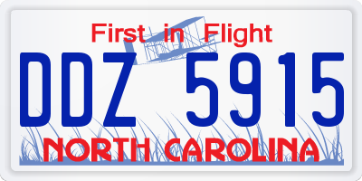 NC license plate DDZ5915
