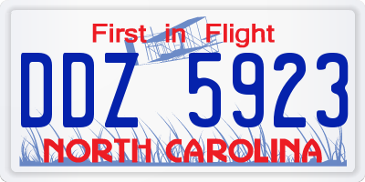 NC license plate DDZ5923
