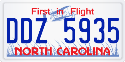 NC license plate DDZ5935