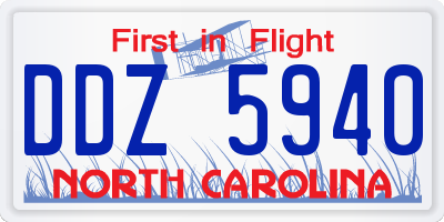 NC license plate DDZ5940