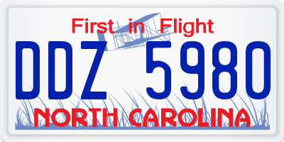 NC license plate DDZ5980