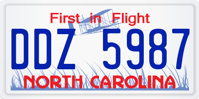 NC license plate DDZ5987
