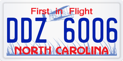 NC license plate DDZ6006