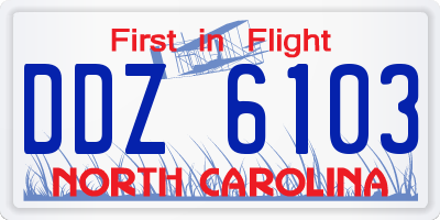 NC license plate DDZ6103