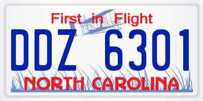 NC license plate DDZ6301