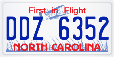 NC license plate DDZ6352