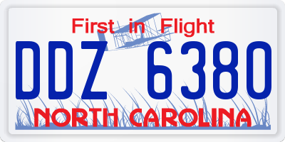 NC license plate DDZ6380