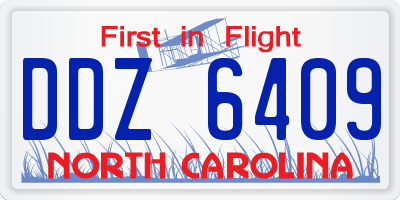 NC license plate DDZ6409