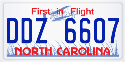 NC license plate DDZ6607