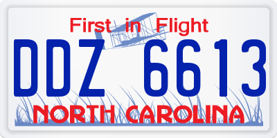 NC license plate DDZ6613