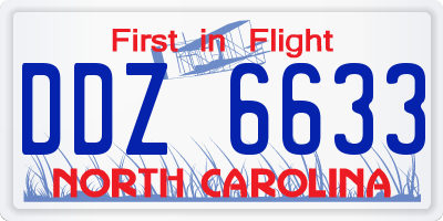 NC license plate DDZ6633