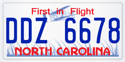 NC license plate DDZ6678