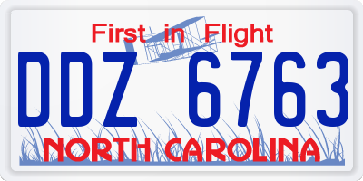 NC license plate DDZ6763