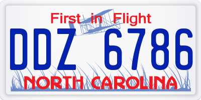 NC license plate DDZ6786