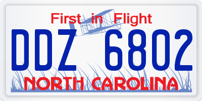 NC license plate DDZ6802
