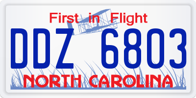 NC license plate DDZ6803