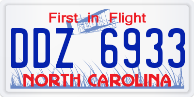 NC license plate DDZ6933