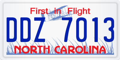NC license plate DDZ7013