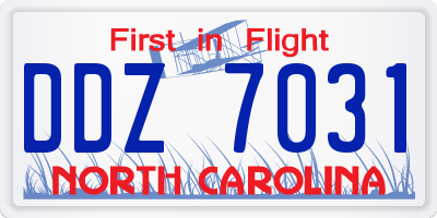 NC license plate DDZ7031